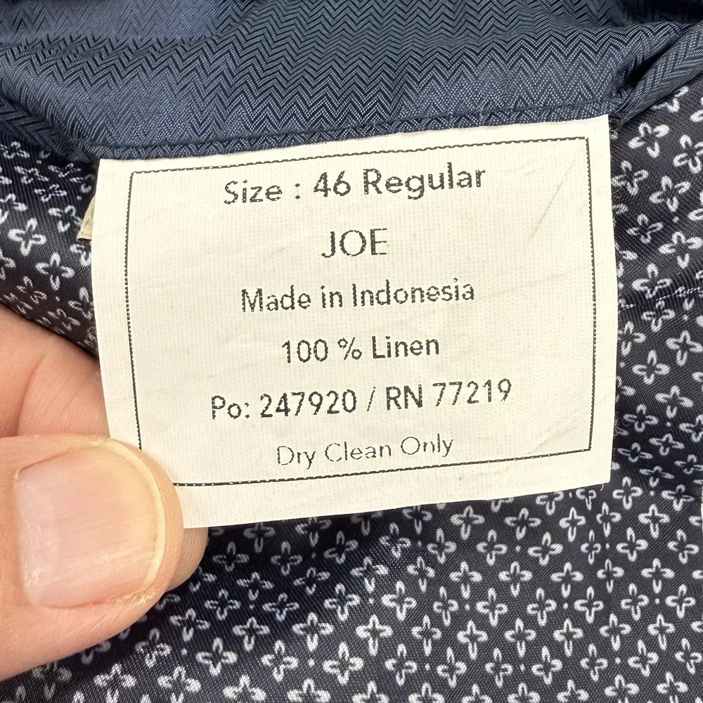 Joseph Abboud Blazer Men's 46R Glen Plaid Slim Fit 100% Linen Dual Vent